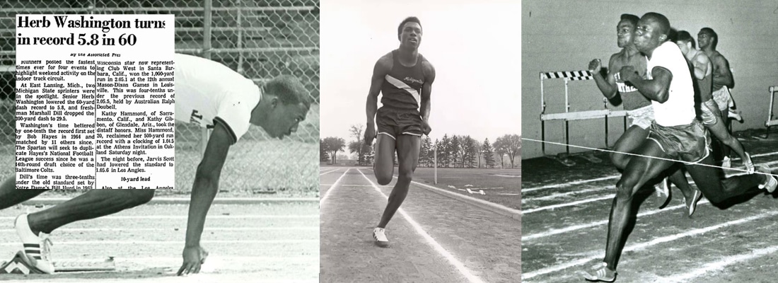 Herb Washington's track career collage